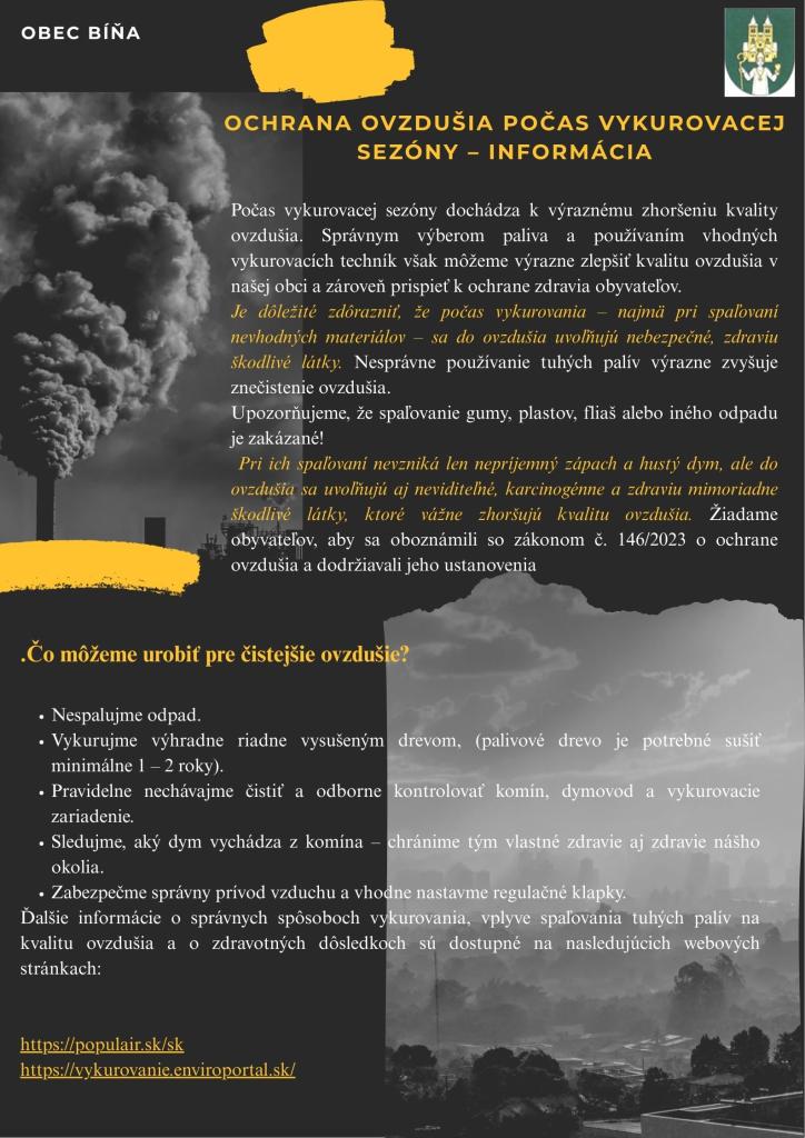 Ochrana ovzdušia počas vykurovacej sezóny